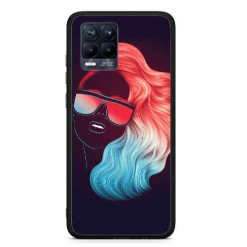 Realme 8  Girl with glasses Black Glossy Θήκη