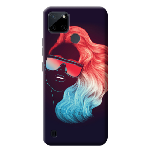 Realme C25Y Girl with glasses Transparent Silicone TPU Θήκη