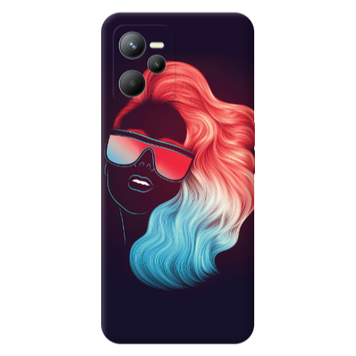 Realme C35 Girl with glasses Transparent Silicone TPU Θήκη