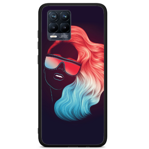 Realme 8 i Girl with glasses Black Glossy Θήκη