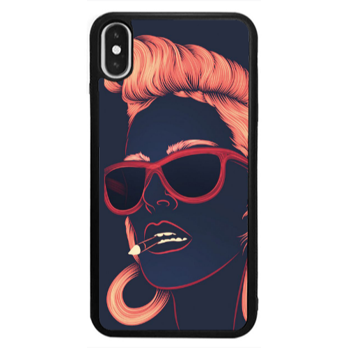 Apple iPhone X Girl retro Black Glossy Θήκη