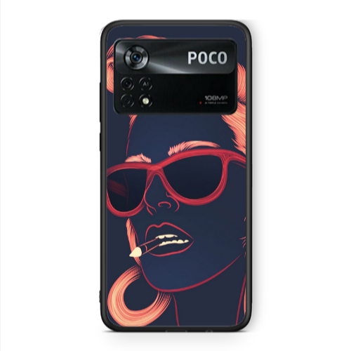 Xiaomi Poco X4 Pro Girl retro Black Glossy Θήκη