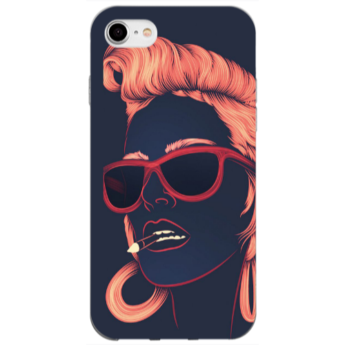 Apple iPhone 7 Girl retro Transparent Silicone TPU Θήκη