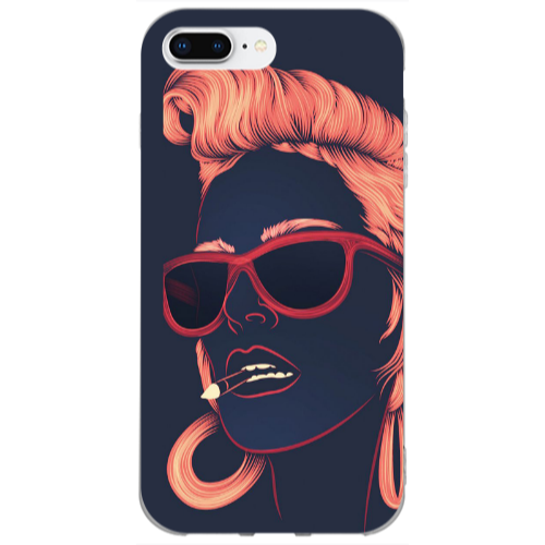Apple iPhone 7 Plus Girl retro Transparent Silicone TPU Θήκη