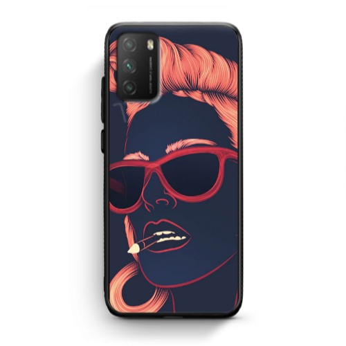 Xiaomi Poco M3 Girl retro Black Glossy Θήκη