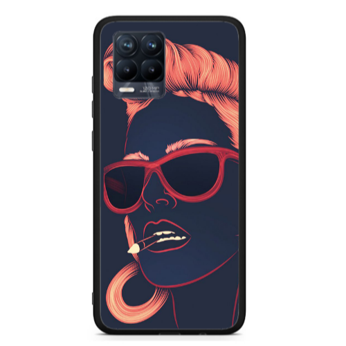 Realme 8  Girl retro Black Glossy Θήκη
