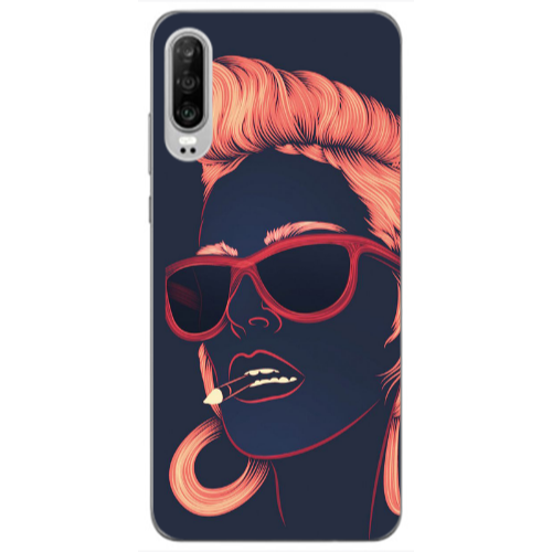 Huawei P30 Girl retro Transparent Silicone TPU Θήκη