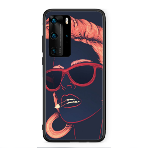 Huawei P40 Pro Girl retro Black Glossy Θήκη