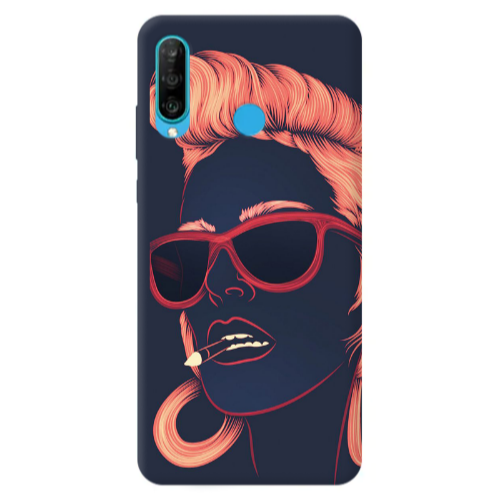 Huawei P30 Lite Girl retro Transparent Silicone TPU Θήκη