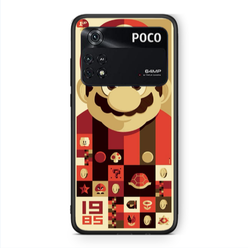 Xiaomi Poco M4 Pro 4G Super mario Black Glossy Θήκη