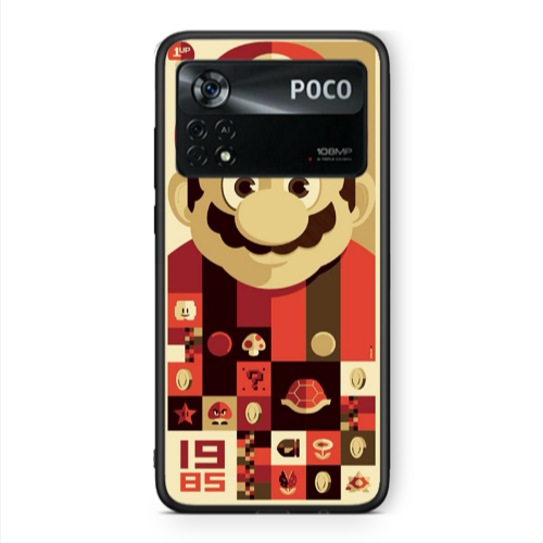 Xiaomi Poco X4 Pro Super mario Black Glossy Θήκη