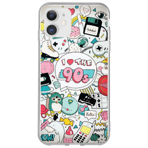 Apple iPhone 12 i love 90s Transparent Silicone TPU Θήκη