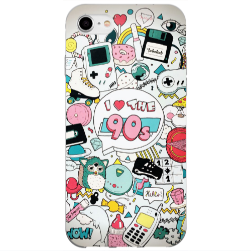 Apple iPhone 7 i love 90s Transparent Silicone TPU Θήκη