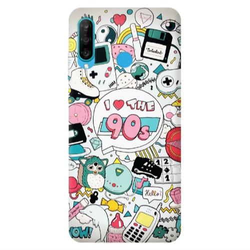 Huawei P30 Lite i love 90s Transparent Silicone TPU Θήκη