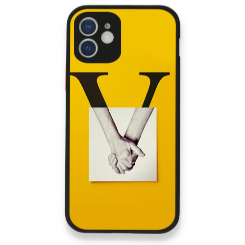 Apple iPhone 12 V logo Black Glossy Θήκη