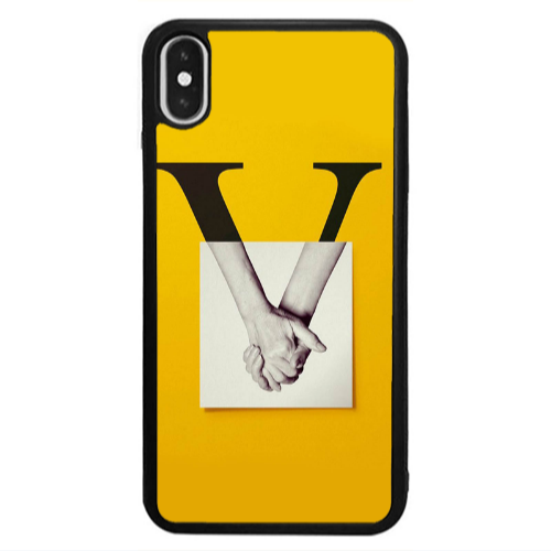 Apple iPhone Xs V logo Black Glossy Θήκη