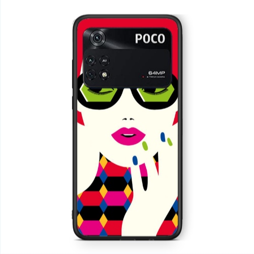 Xiaomi Poco M4 Pro 4G Red hair girl Black Glossy Θήκη