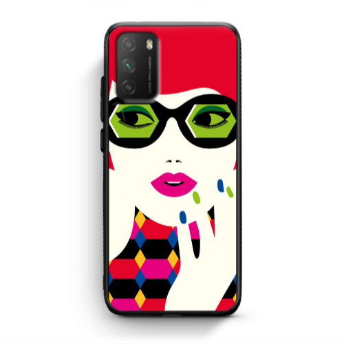 Xiaomi Poco M3 Red hair girl Black Glossy Θήκη