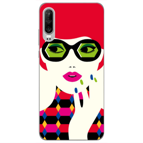 Huawei P30 Red hair girl Transparent Silicone TPU Θήκη