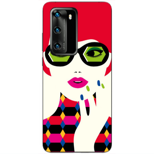 Huawei P40 Red hair girl Transparent Silicone TPU Θήκη