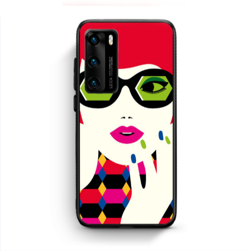 Huawei P40 Red hair girl Black Glossy Θήκη