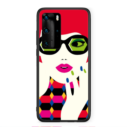 Huawei P40 Pro Red hair girl Black Glossy Θήκη