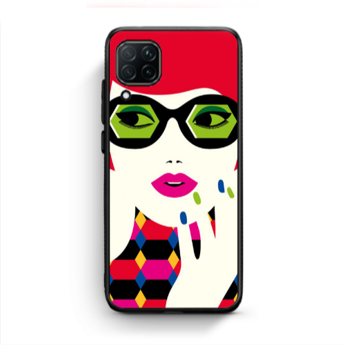Huawei P40 Lite Red hair girl Black Glossy Θήκη