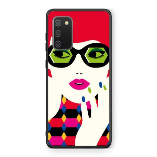Samsung A02s Red hair girl Black Glossy Θήκη
