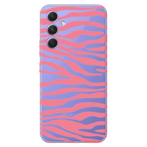 Samsung A56 Pink Zebra Transparent Silicone TPU Θήκη