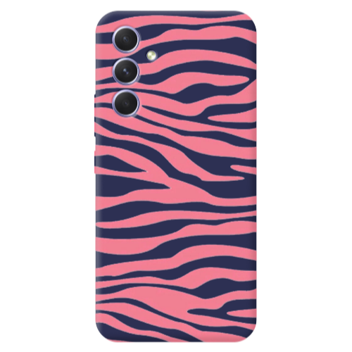 Samsung A56 Pink Zebra Dark blue Colored Silicone TPU Θήκη