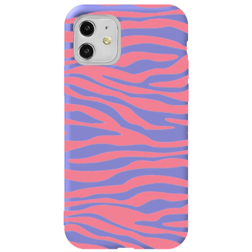 Apple iPhone 11  Pink Zebra Purple Colored Silicone TPU Θήκη