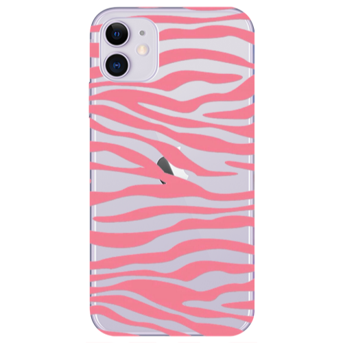 Apple iPhone 11  Pink Zebra Transparent Silicone TPU Θήκη