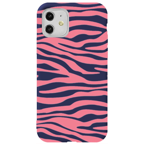 Apple iPhone 11  Pink Zebra Dark blue Colored Silicone TPU Θήκη