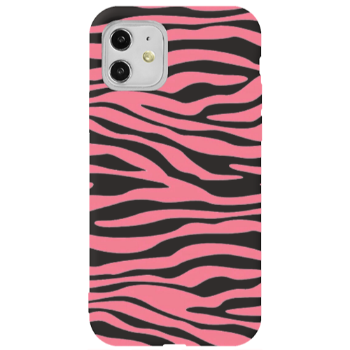 Apple iPhone 11  Pink Zebra Black Colored Silicone TPU Θήκη