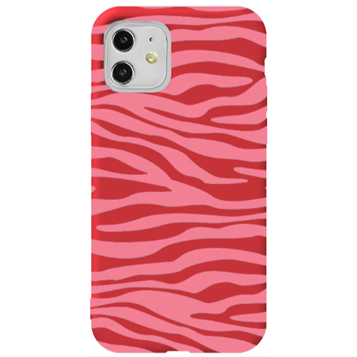 Apple iPhone 11  Pink Zebra Red Colored Silicone TPU Θήκη