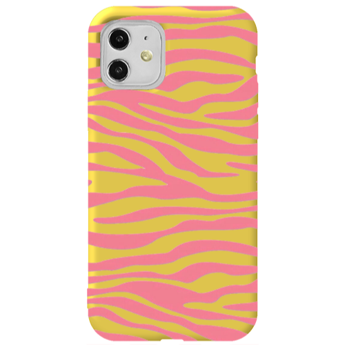 Apple iPhone 11  Pink Zebra Yellow Colored Silicone TPU Θήκη