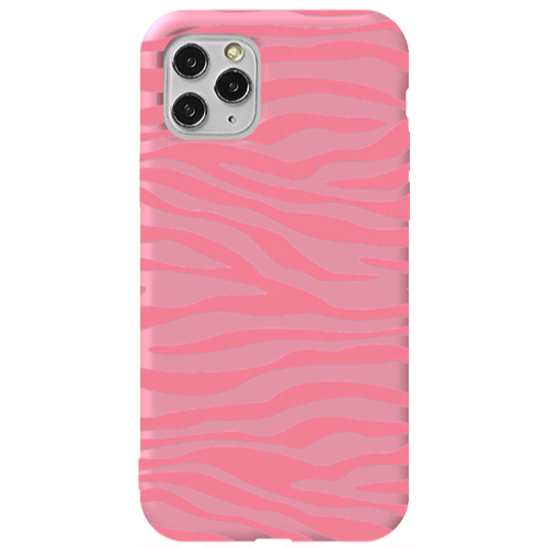 Apple iPhone 11 Pro Pink Zebra Pink Colored Silicone TPU Θήκη