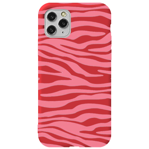 Apple iPhone 11 Pro Pink Zebra Red Colored Silicone TPU Θήκη