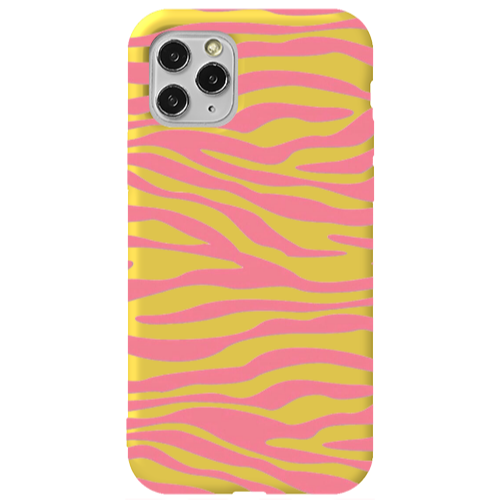 Apple iPhone 11 Pro Pink Zebra Yellow Colored Silicone TPU Θήκη