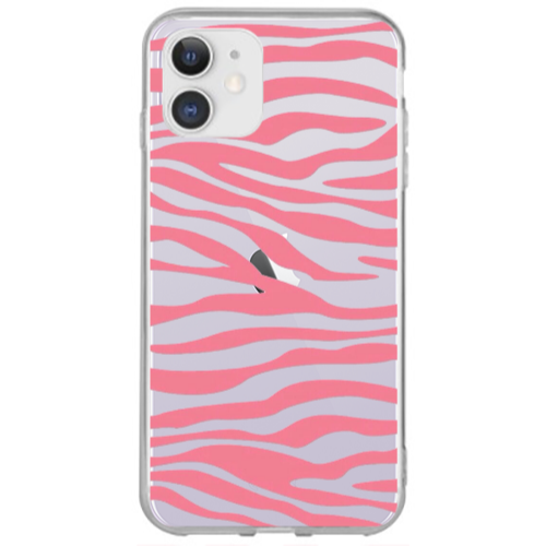 Apple iPhone 12 Pink Zebra Transparent Silicone TPU Θήκη