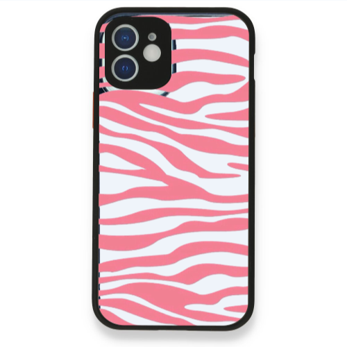 Apple iPhone 12 Pink Zebra Black Glossy Θήκη