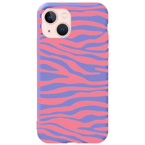 Apple iPhone 13 Pink Zebra Purple Colored Silicone TPU Θήκη