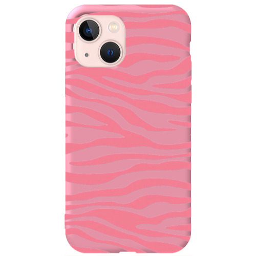 Apple iPhone 13 Pink Zebra Pink Colored Silicone TPU Θήκη