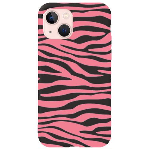 Apple iPhone 13 Pink Zebra Black Colored Silicone TPU Θήκη