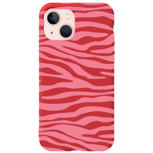 Apple iPhone 13 Pink Zebra Red Colored Silicone TPU Θήκη