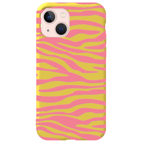 Apple iPhone 13 Pink Zebra Yellow Colored Silicone TPU Θήκη