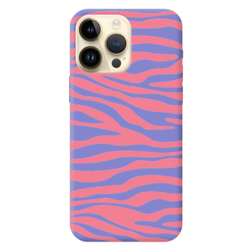 Apple iPhone 13 Pro Max Pink Zebra Purple Colored Silicone TPU Θήκη