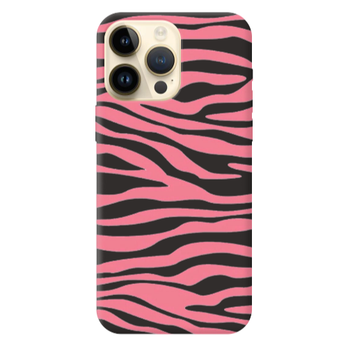 Apple iPhone 13 Pro Max Pink Zebra Black Colored Silicone TPU Θήκη