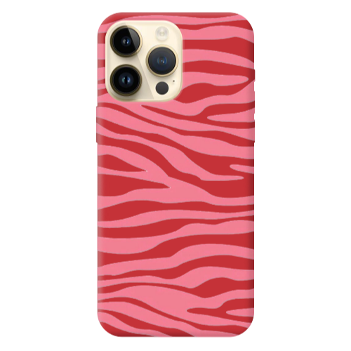 Apple iPhone 13 Pro Max Pink Zebra Red Colored Silicone TPU Θήκη