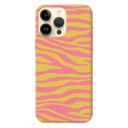 Apple iPhone 13 Pro Max Pink Zebra Yellow Colored Silicone TPU Θήκη